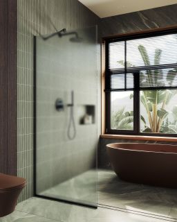 Душевая перегородка MaybahGlass MGD-700-6у 79см чёрный